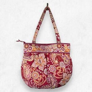 Vera‎ Bradley Raspberry Fizz Pink Retired Pattern Shoulder Tote Bag Full Zip